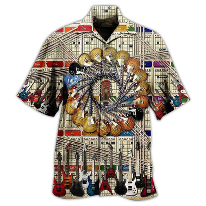 Guitar Cool Vintage Style Aloha Hawaiian Shirt For Summer, Guitar Hawaiian Shirts Outfit For Men Women, Music Guitar Lover - Amzanimalsgift