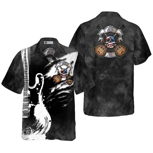 Guitar Hawaiian Shirt, Live Free Or Die Guitar Aloha Shirt, Guitar Hawaiian Shirt For Summer- Perfect Gift For Men, Women, Music Lover, Friend, Family - Amzanimalsgift
