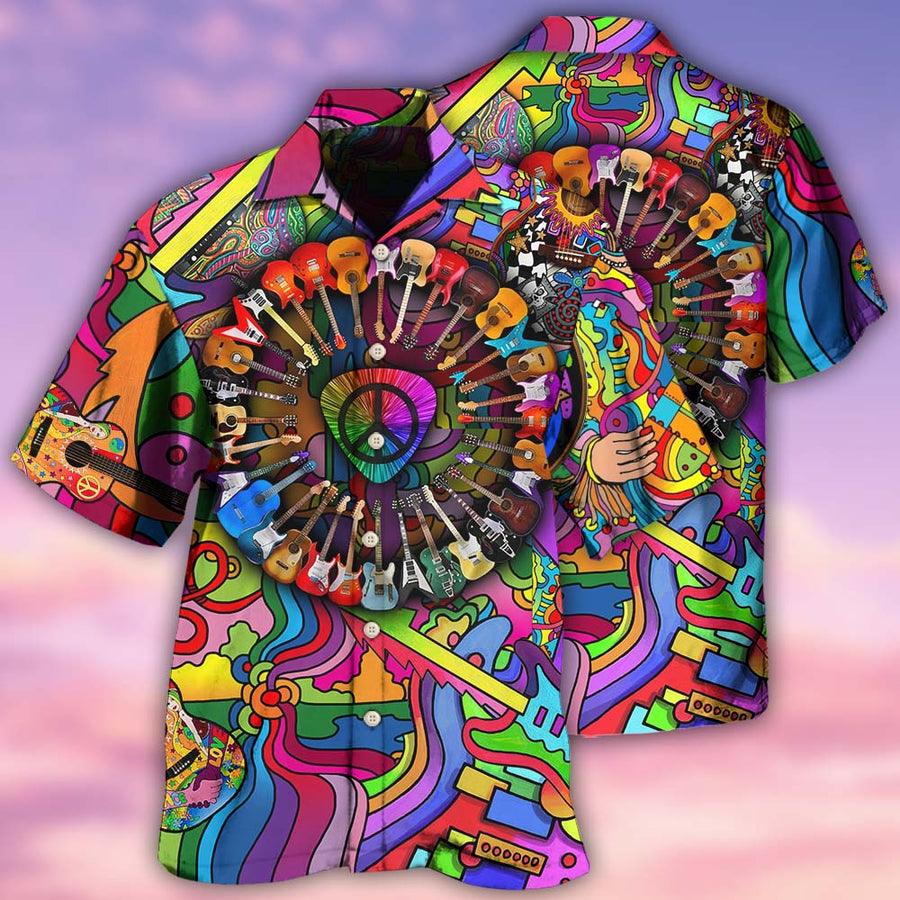 Guitar Love Life Style Colorful Aloha Hawaiian Shirt For Summer, Guitar Hawaiian Shirts Outfit For Men Women, Music Guitar Lovers - Amzanimalsgift