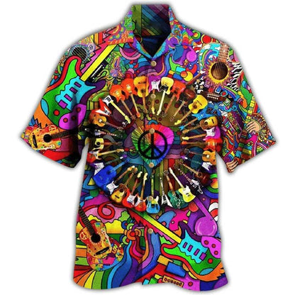 Guitar Love Life Style Colorful Aloha Hawaiian Shirt For Summer, Guitar Hawaiian Shirts Outfit For Men Women, Music Guitar Lovers - Amzanimalsgift