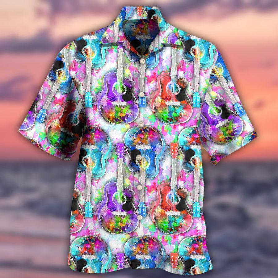 Guitar Mix Color Aloha Hawaiian Shirt For Summer, Colorful Guitar Hawaiian Shirts Outfit For Men Women, Music Guitar Golf Lovers - Amzanimalsgift