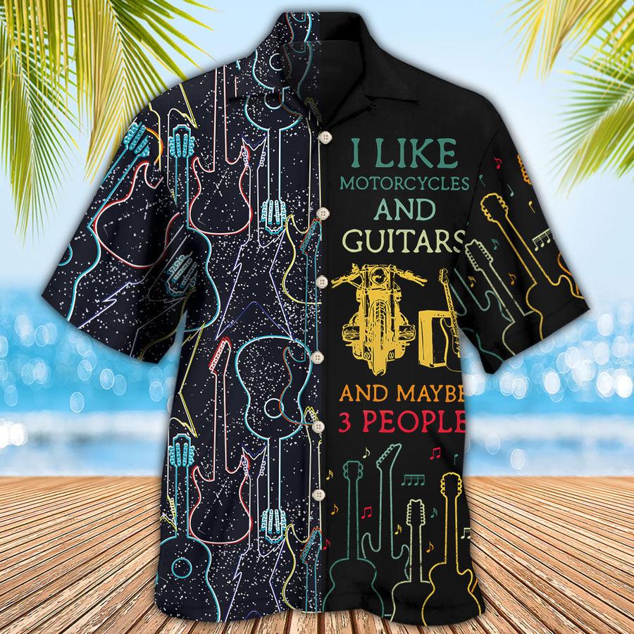 Guitar Motorcycle Aloha Hawaiian Shirt For Summer, I Like Motorcycle And Guitar Hawaiian Shirts Matching Outfit For Men Women, Music Guitar Lover - Amzanimalsgift