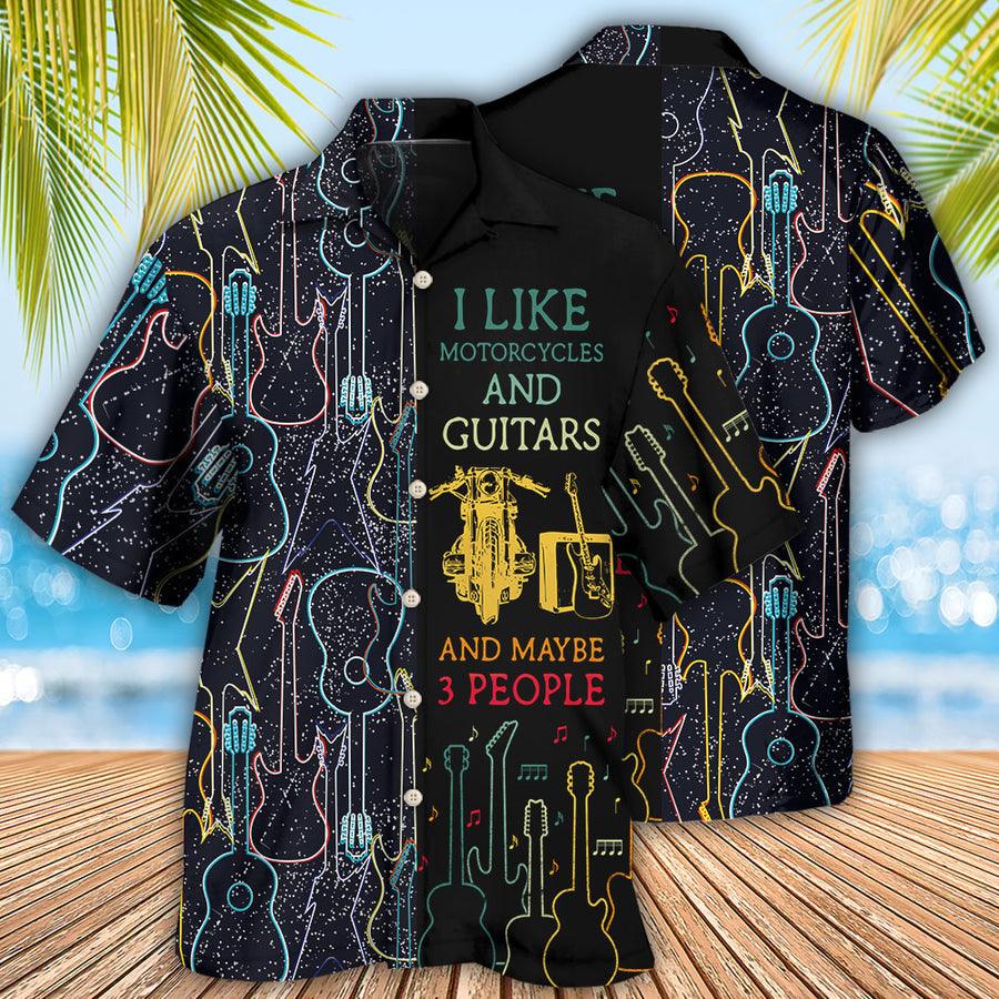 Guitar Motorcycle Aloha Hawaiian Shirt For Summer, I Like Motorcycle And Guitar Hawaiian Shirts Matching Outfit For Men Women, Music Guitar Lover - Amzanimalsgift