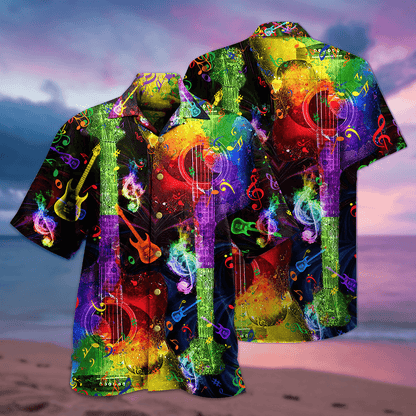 Guitar Music Amazing Rainbow Aloha Hawaiian Shirt For Summer, Guitar Hawaiian Shirts Matching Outfit For Men Women, Music Guitar Lovers - Amzanimalsgift