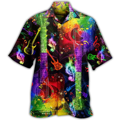 Guitar Music Amazing Rainbow Aloha Hawaiian Shirt For Summer, Guitar Hawaiian Shirts Matching Outfit For Men Women, Music Guitar Lovers - Amzanimalsgift