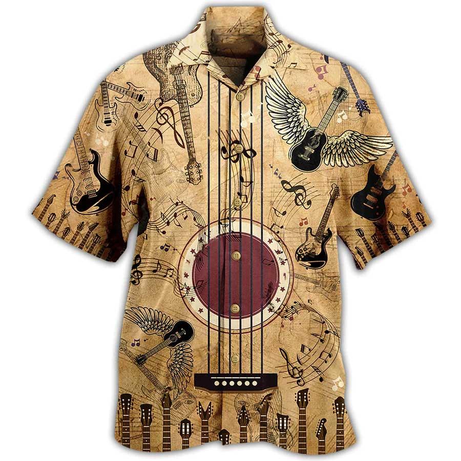 Guitar Music Amazing Vintage Aloha Hawaiian Shirt For Summer, Guitar Hawaiian Shirts Matching Outfit For Men Women, Music Guitar Lovers - Amzanimalsgift