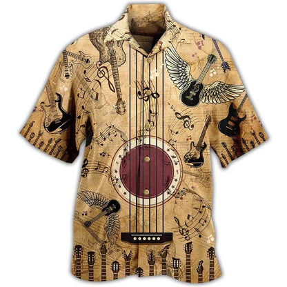 Guitar Music Amazing Vintage Aloha Hawaiian Shirt For Summer, Guitar Hawaiian Shirts Matching Outfit For Men Women, Music Guitar Lovers - Amzanimalsgift