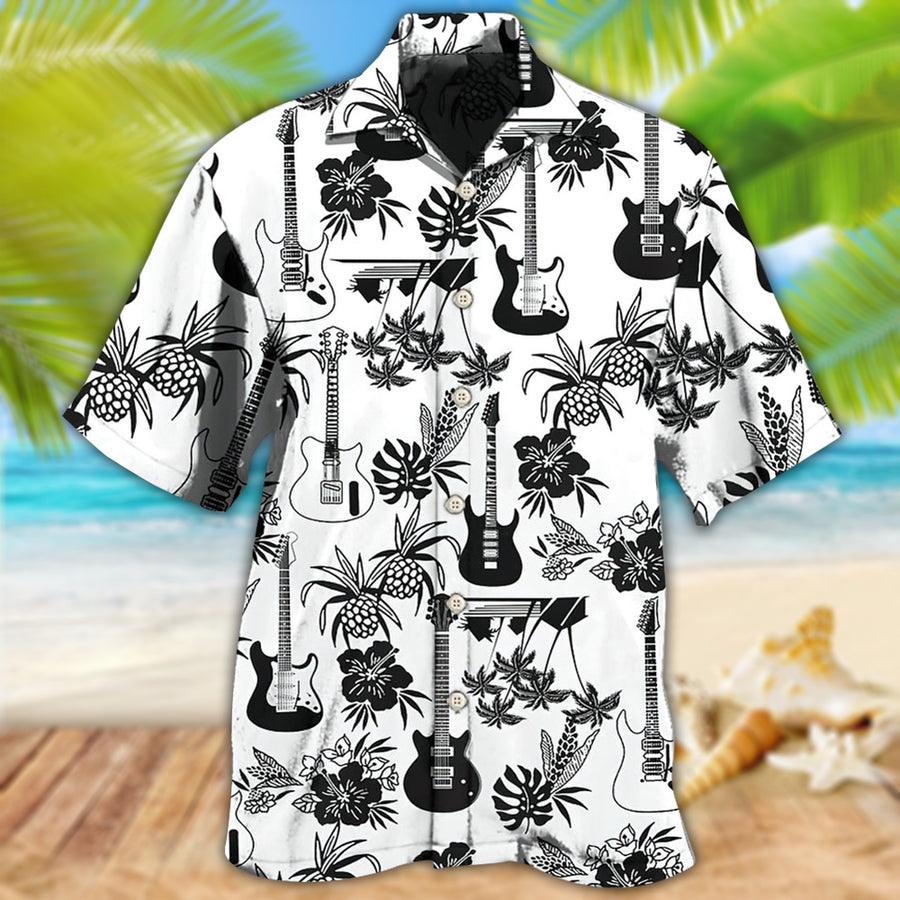 Guitar Music With Electric Guitar Aloha Hawaiian Shirt For Summer, Guitar Tropical Hawaiian Shirts Matching Outfit For Men Women, Music Guitar Lovers - Amzanimalsgift