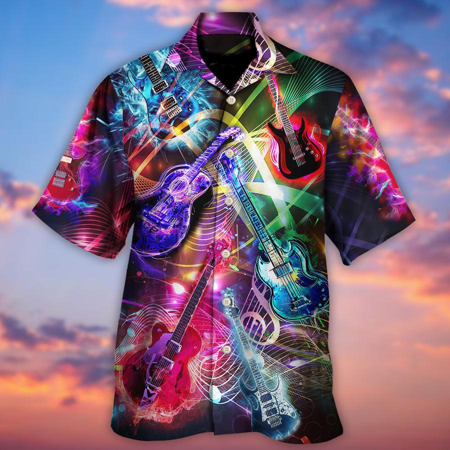 Guitar Neon Amazing Aloha Hawaiian Shirt For Summer, Guitar Is All You Need Hawaiian Shirts Outfit For Men Women, Music Guitar Lovers - Amzanimalsgift