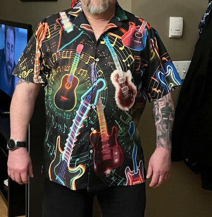Guitar Neon Colorful Aloha Hawaiian Shirt For Summer, All You Need Is A Guitar Hawaiian Shirts Matching Outfit For Men Women, Music Guitar Lovers - Amzanimalsgift