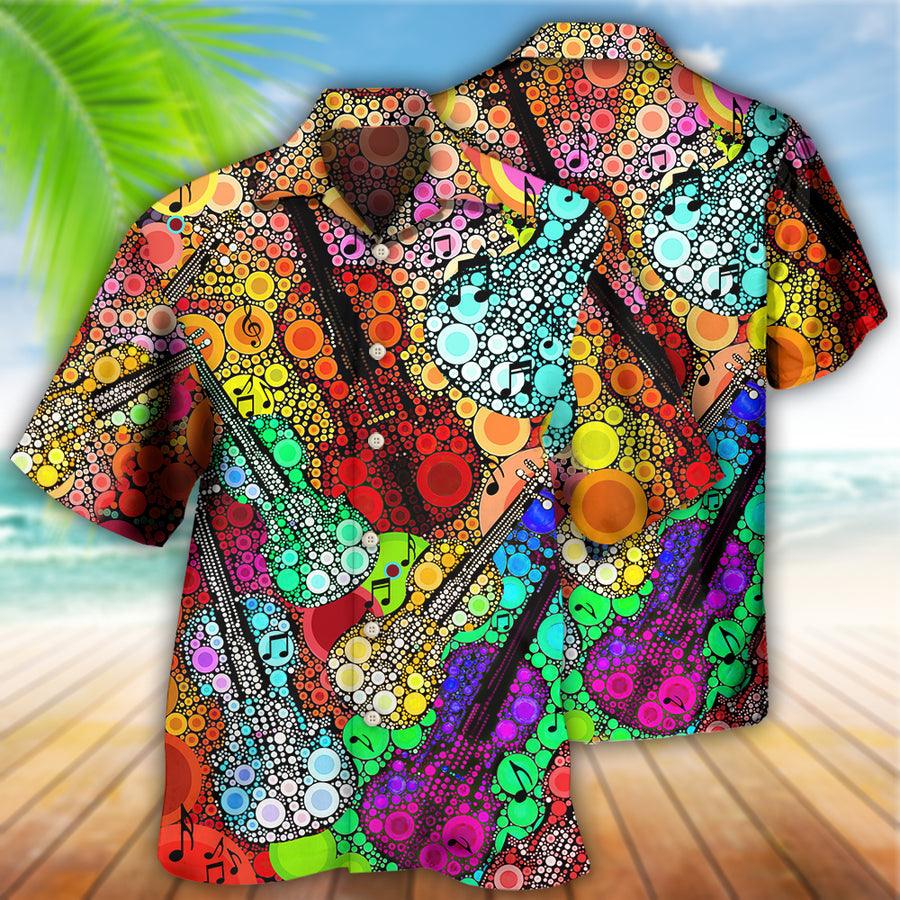Guitar Scroll Bubble Aloha Hawaiian Shirt For Summer, Guitar Hawaiian Shirts Matching Outfit For Men Women, Music Guitar Lovers - Amzanimalsgift