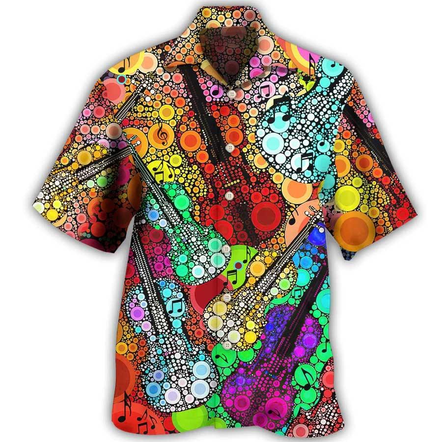 Guitar Scroll Bubble Aloha Hawaiian Shirt For Summer, Guitar Hawaiian Shirts Matching Outfit For Men Women, Music Guitar Lovers - Amzanimalsgift