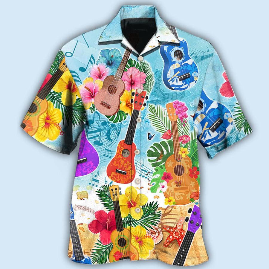 Guitar Ukulele Tropical Aloha Hawaiian Shirt For Summer, Guitar Hawaiian Shirts Matching Outfit For Men Women, Music Guitar Lover - Amzanimalsgift