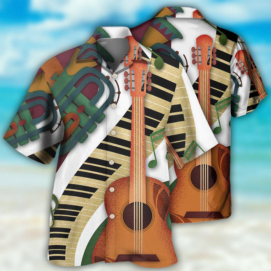 Guitar Vintage Classic Aloha Hawaiian Shirt For Summer, Guitar Hawaiian Shirts Outfit For Men Women, Music Guitar Golf Lovers - Amzanimalsgift