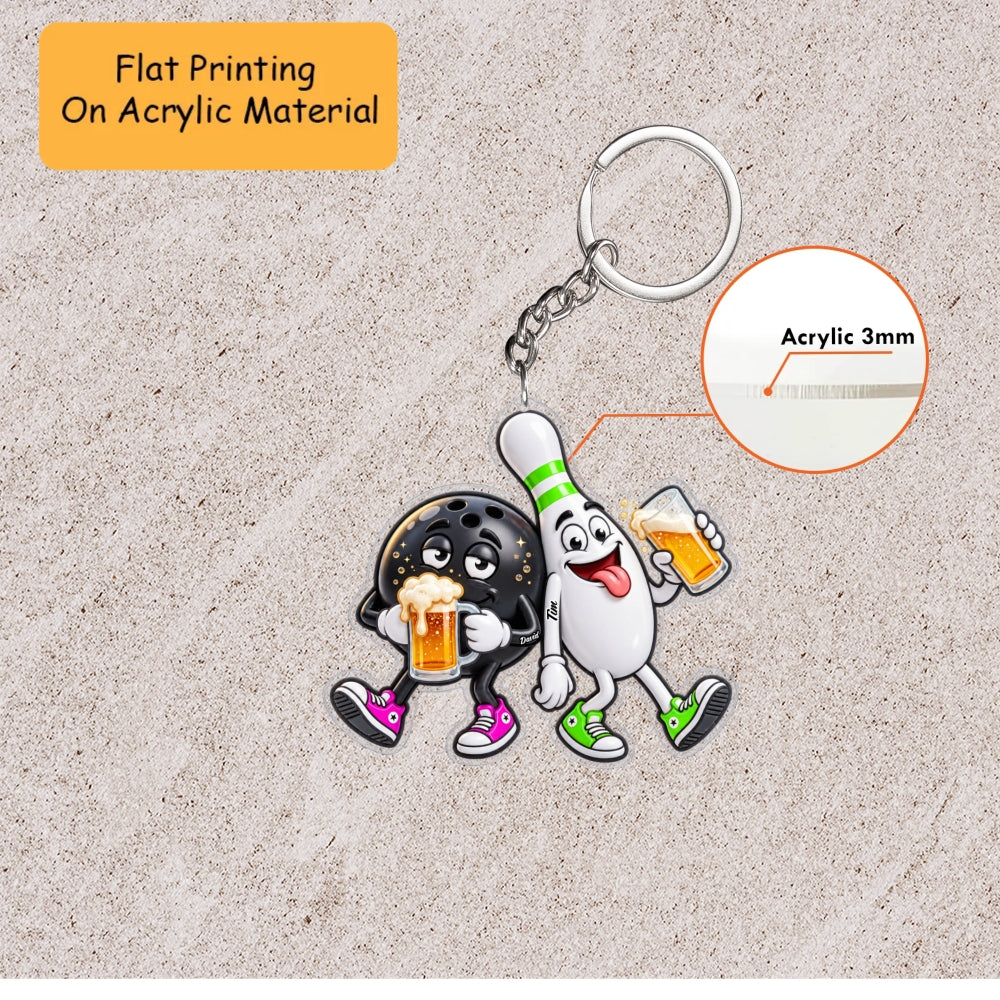 Personalized Bowling Christmas Ornament, Drunk Ball And Pin Drinking Beer, Custom Ornament Christmas Gift, Keychain Bowling, Car Ornament Bowling