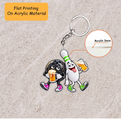 Personalized Bowling Christmas Ornament, Drunk Ball And Pin Drinking Beer, Custom Ornament Christmas Gift, Keychain Bowling, Car Ornament Bowling