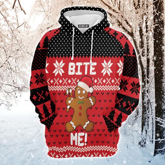Gingerbread Xmas Premium Christmas Hoodie, Gingerbread Bite Me Unisex Hoodie For Men & Women - Perfect Gift For Christmas, Gingerbread Lovers, Family