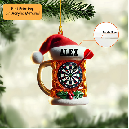 Personalized Christmas Dart Ornament, Dart On A Cup Of Beer Christmas, Custom Ornament Christmas Gift, Keychain Dart Christmas, Car Ornament Dart Christmas