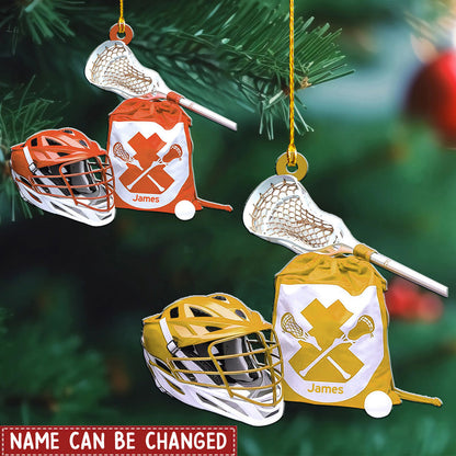 Personalized Lacrosse Bag Helmet Stick Flat Acrylic Ornament, Ornament Gifts For Son, Grandson, Daughter, Lacrosse Player