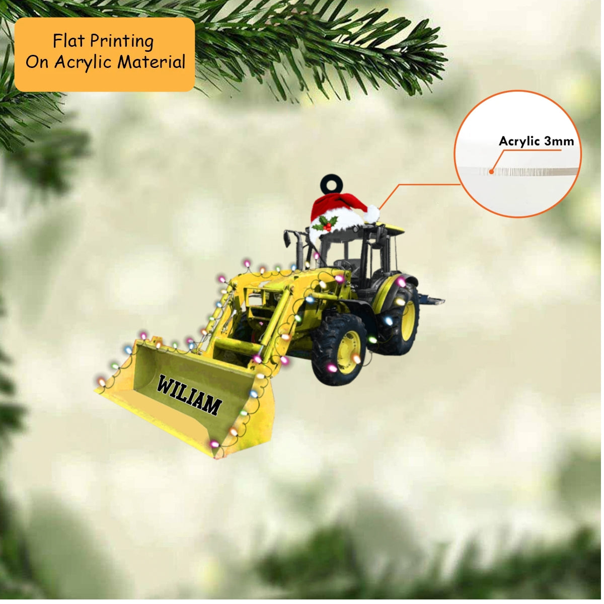 Personalized Construction Christmas Ornament, Loader Christmas, Custom Ornament Christmas Gift, Keychain Construction Christmas, Car Ornament Construction Christmas