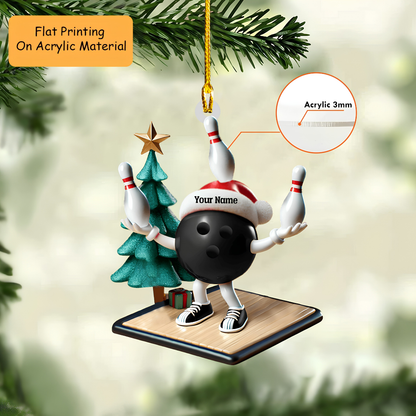 Personalized Bowling Ball Acrylic Ornament, Bowling Christmas Keychain, Car Ornament, Christmas Ornament Gifts