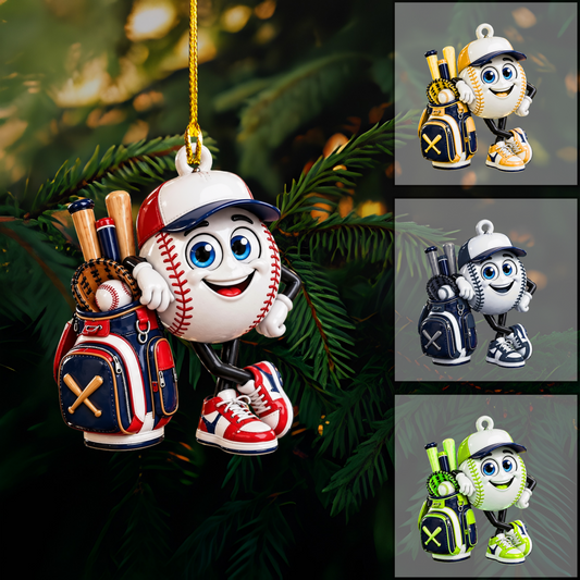 Personalized Baseball Christmas Ornament, Baseball Mascot Cute, Custom Ornament Christmas Gift, Keychain Baseball, Car Ornament Baseball