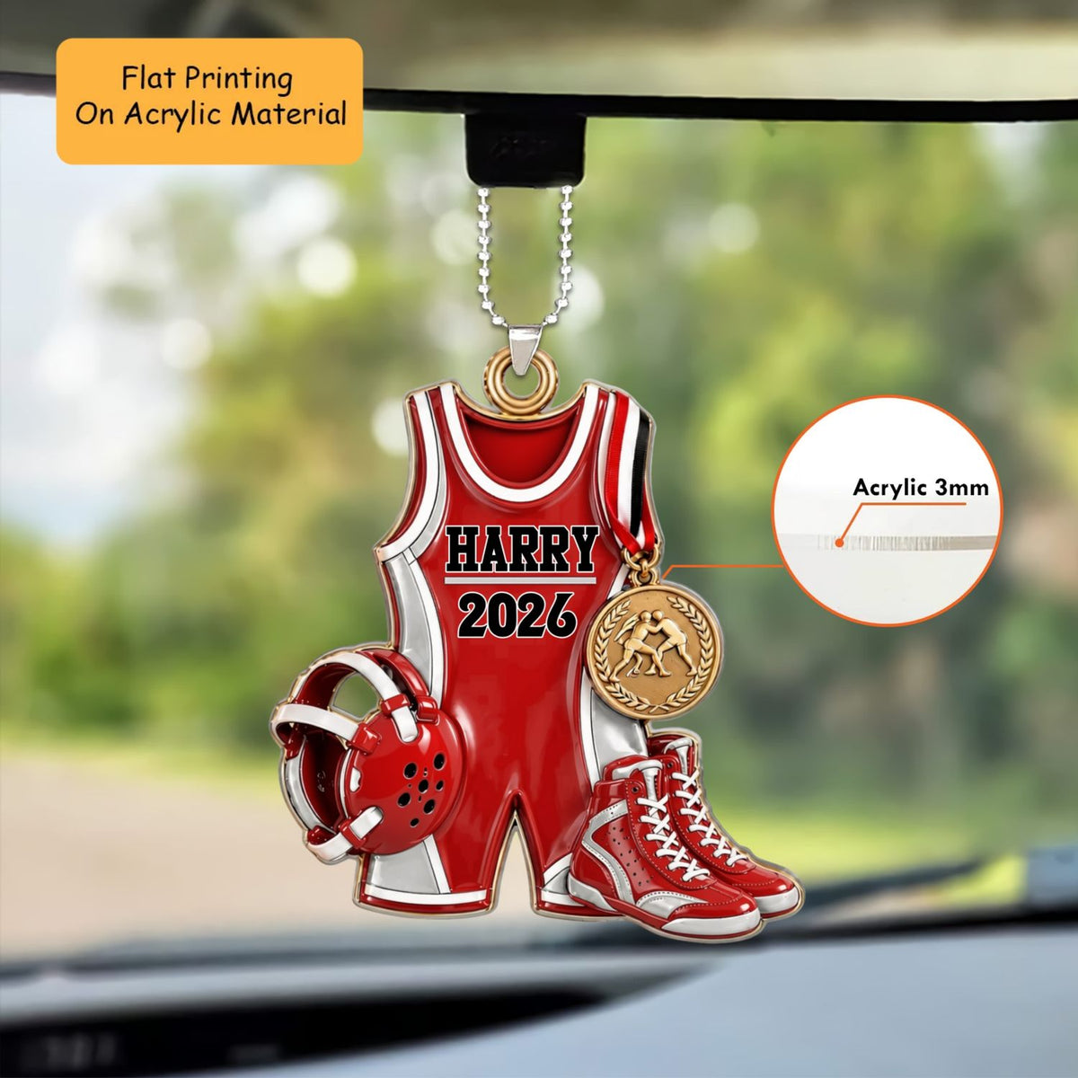 Personalized Wrestling Christmas Ornament, Wrestling Things, Custom Ornament Christmas Gift, Keychain Wrestling, Car Ornament Wrestling