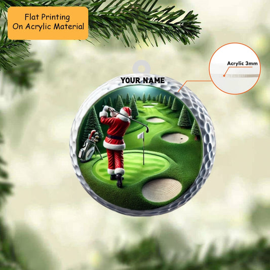 Personalized Golf Ball Christmas  Acrylic Ornament, Golf Christmas Keychain, Car Ornament, Christmas Ornament Gifts