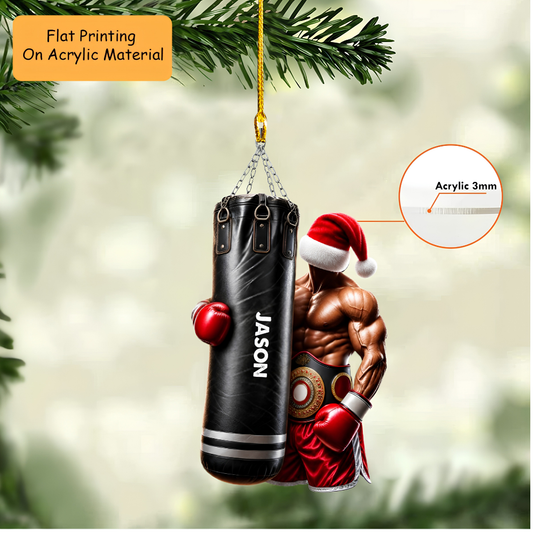 Personalized Christmas Boxing Ornament, Boxing Player Christmas, Custom Ornament Christmas Gift, Keychain Boxing Christmas, Car Ornament Boxing Christmas