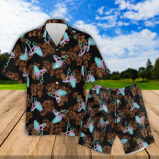 Hairdresser Aloha Hawaiian Shirts For Summer, Hair Tools Pattern Tropical Floral Hawaiian Shirt For Men Women Clothing, Best Gift For Friend, Family - Amzanimalsgift