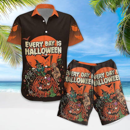 Halloween Aloha Hawaiian Shirts For Summer - Horror Style Hawaiian Set For Men Women, Gift For Holiday, Friend, Family - Every Day Is Halloween - Amzanimalsgift