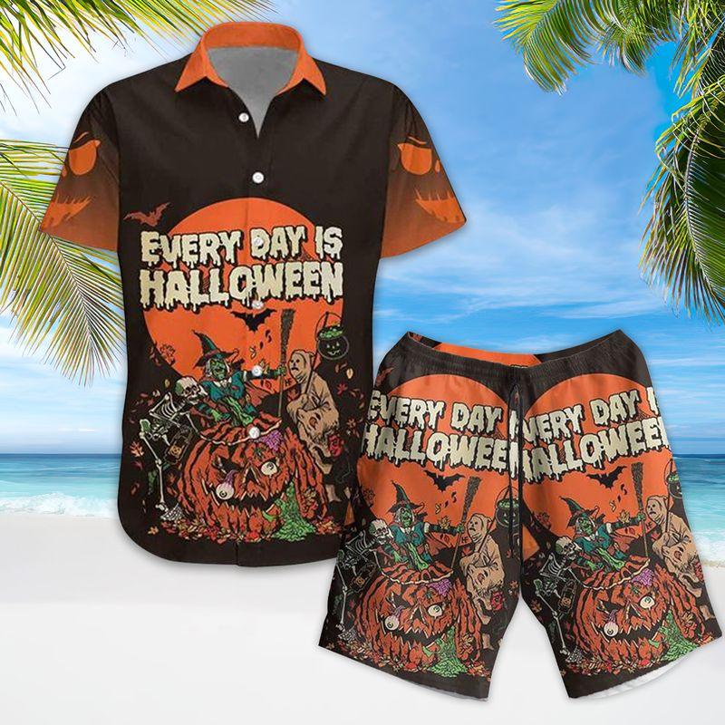 Halloween Aloha Hawaiian Shirts For Summer - Horror Style Hawaiian Set For Men Women, Gift For Holiday, Friend, Family - Every Day Is Halloween - Amzanimalsgift