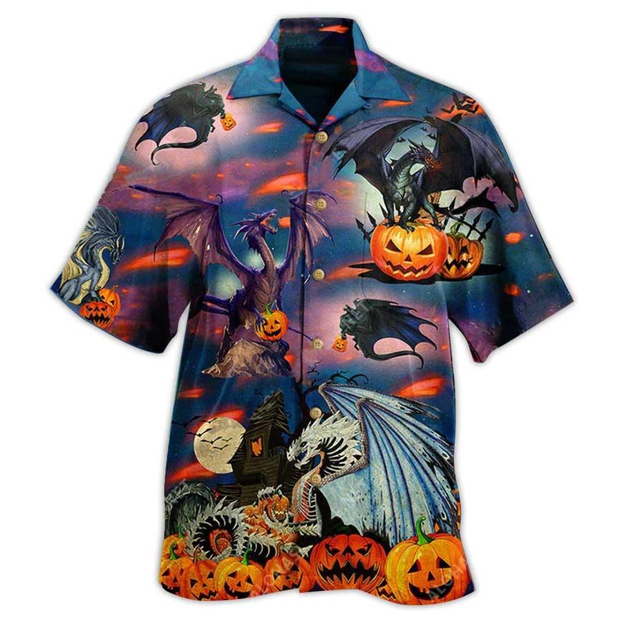 Halloween Dragon Aloha Hawaiian Shirt For Summer, Dragon And Pumpkins Halloween Scaredy Hawaiian Shirts Outfit For Men Women, Dragon Lovers - Amzanimalsgift