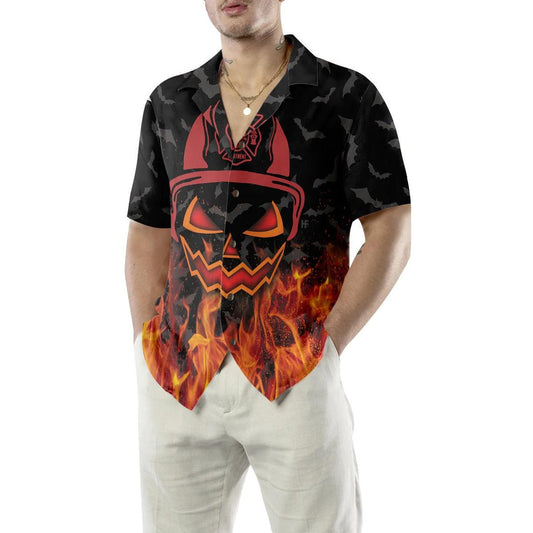 Halloween Firefighter Shirt Hawaiian Shirt - Perfect Gift For Lover, Friend, Family - Perfect Gift For Lover, Friend, Family - Amzanimalsgift