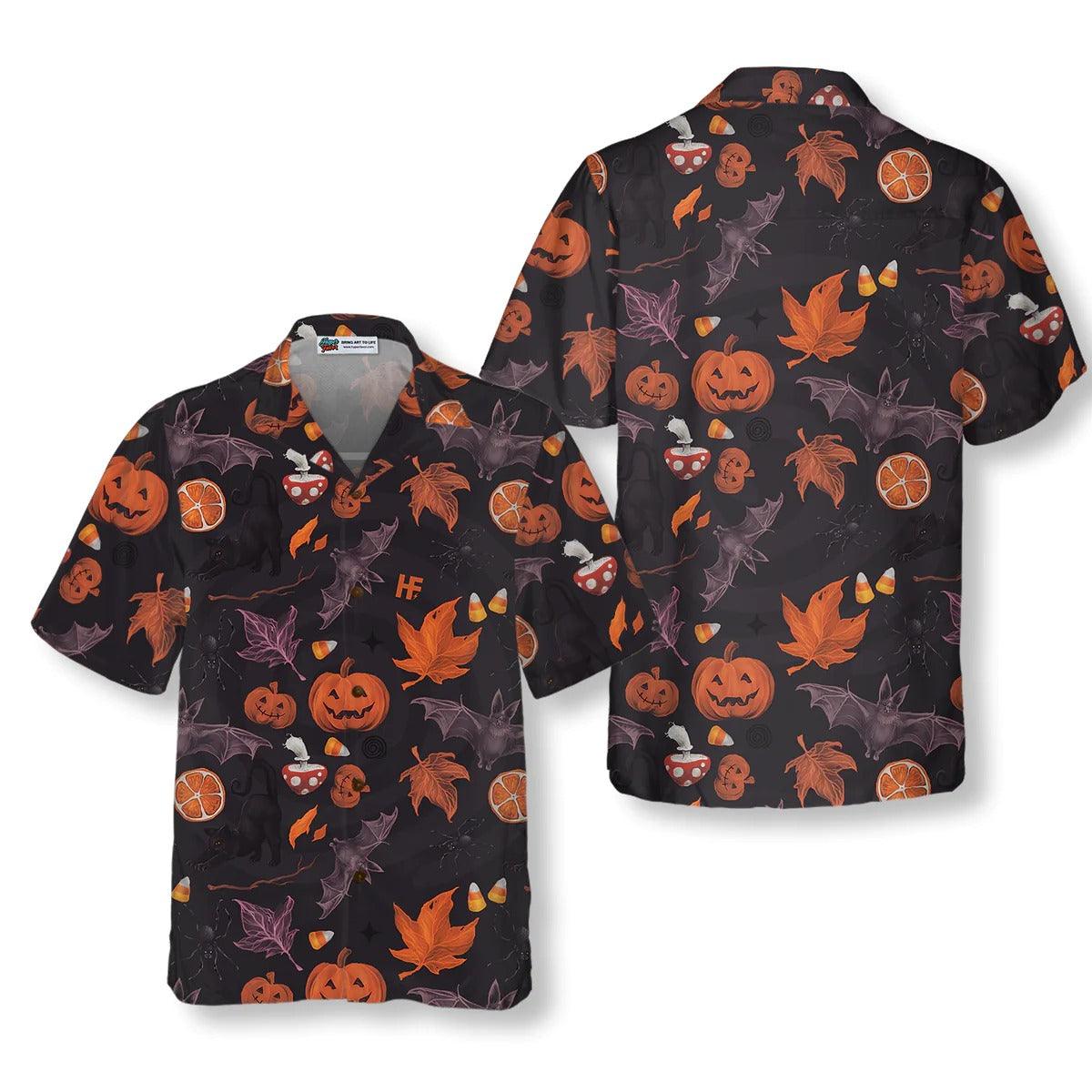 Halloween Hawaiian Shirt, Halloween Spooky Art Hawaiian Shirt, Pumpkin Hawaiian Shirt - Perfect Gift For Lover, Friend, Family - Amzanimalsgift