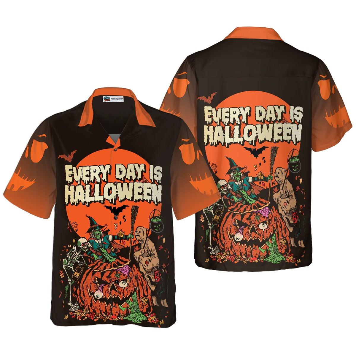 Halloween Hawaiian Shirt, Scary Pumpkin, Everyday Is Halloween Shirt For Men Hawaiian Shirt - Gift For Lover, Friend, Family - Amzanimalsgift