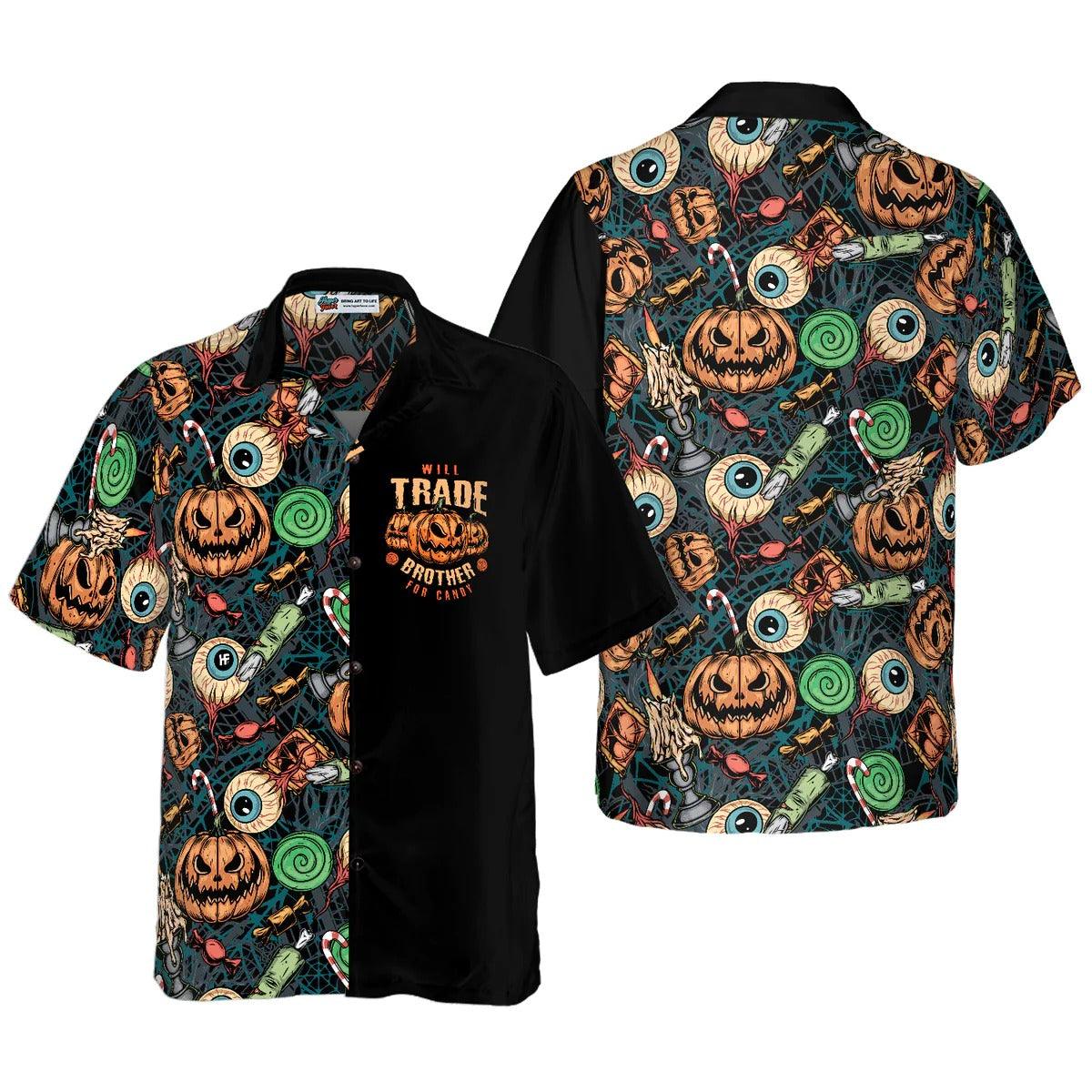 Halloween Hawaiian Shirt, Vintage Halloween Scary Pumpkin Hawaiian Shirt - Perfect Gift For Lover, Friend, Family - Amzanimalsgift