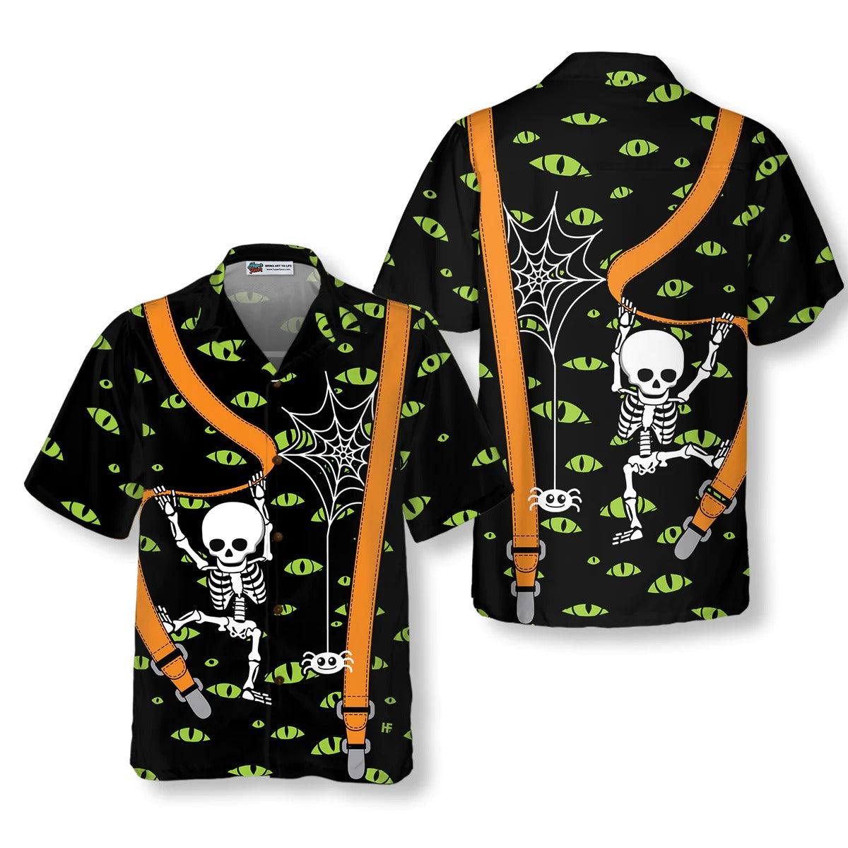 Halloween Skeleton And Monster Eyes Hawaiian Shirt - Perfect Gift For Lover, Friend, Family - Amzanimalsgift