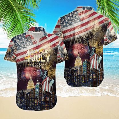 Happy 4th Of July Independence Day American Flag Firework Aloha Hawaiian Shirts For Men Women, Perfect Gift For Summer, Patriot, Friend, Family - Amzanimalsgift