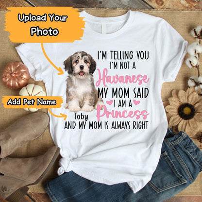 Havanese Unisex T Shirt Custom - Customize Name & Photo I'm Telling You I'm Not A Havanese Personalized Unisex T Shirt - Gift For Dog Lovers, Friend, Family - Amzanimalsgift