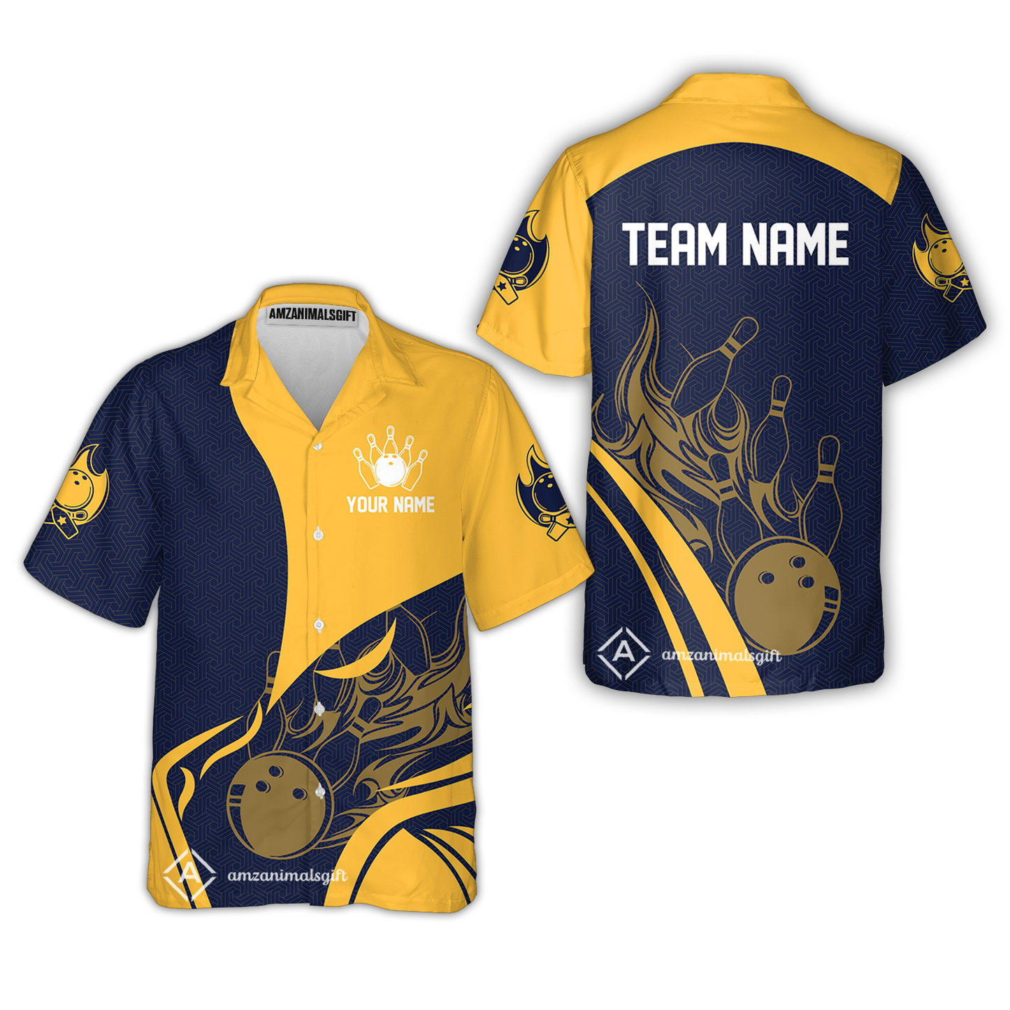 Customized Bowling Hawaiian Shirt, Custom Flame Bowling Uniform Hawaiian Shirt, Multicolor Team Style Jersey for Bowlers