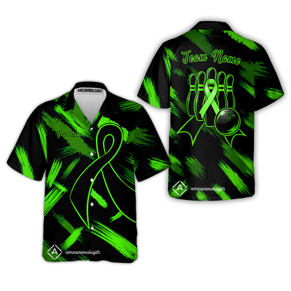 Customized Awareness Pink Blue Ribbon Bowling Jersey, Custom Name And Team Name For Bowlers