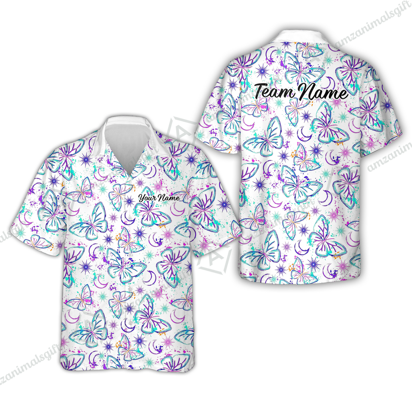 Custom Bowling Jersey Polo Shirt, Butterfly Moon Bowling, Custom Bowling Jersey Team Shirt For Players With Name & Team Name