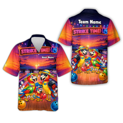 Custom Bowling Jersey Polo Shirt, Parrot Family, Custom Bowling Jersey Team Shirt For Players With Name and Team Name