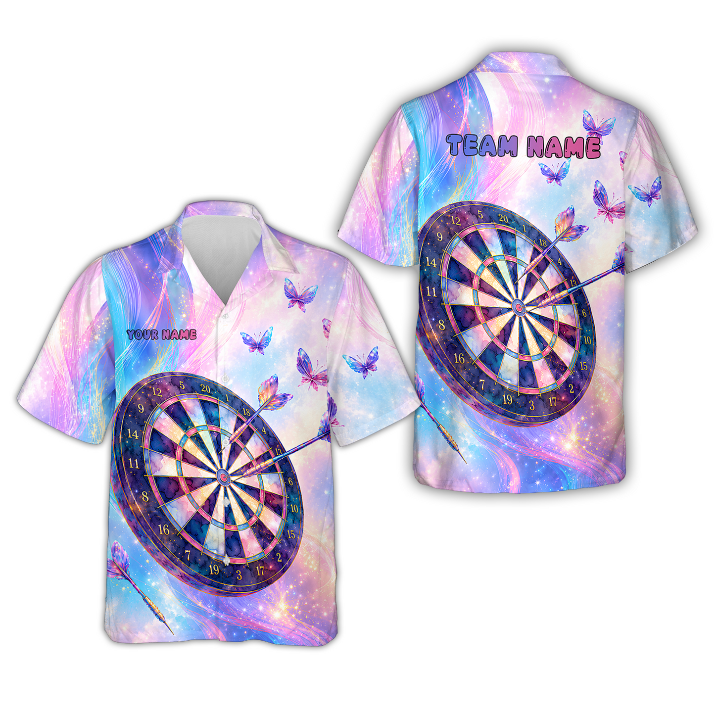 Custom Dart Jersey Team Shirt For Players, Dart Pastel Galaxy Butterfly, Personalize Name and Team Name