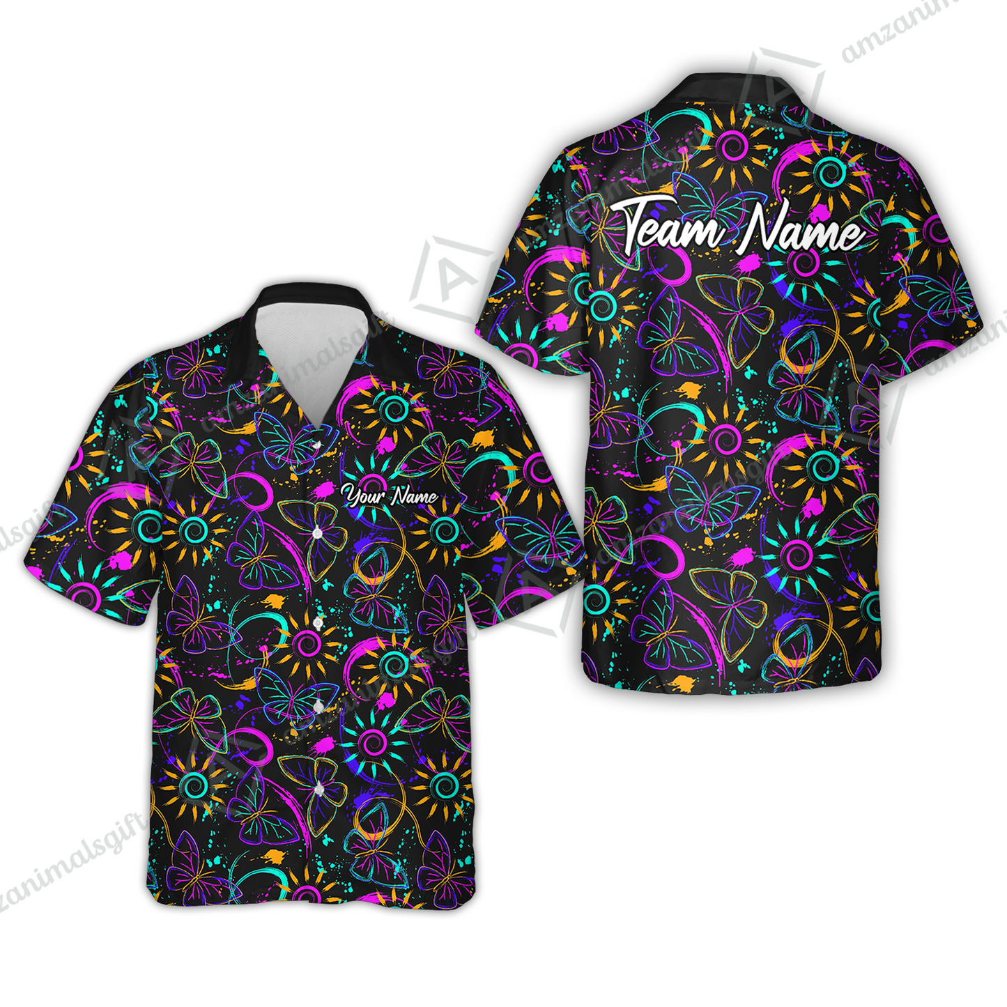 Custom Bowling Jersey Polo Shirt, Colorful Butterfly Bowling, Custom Bowling Jersey Team Shirt For Players With Name & Team Name