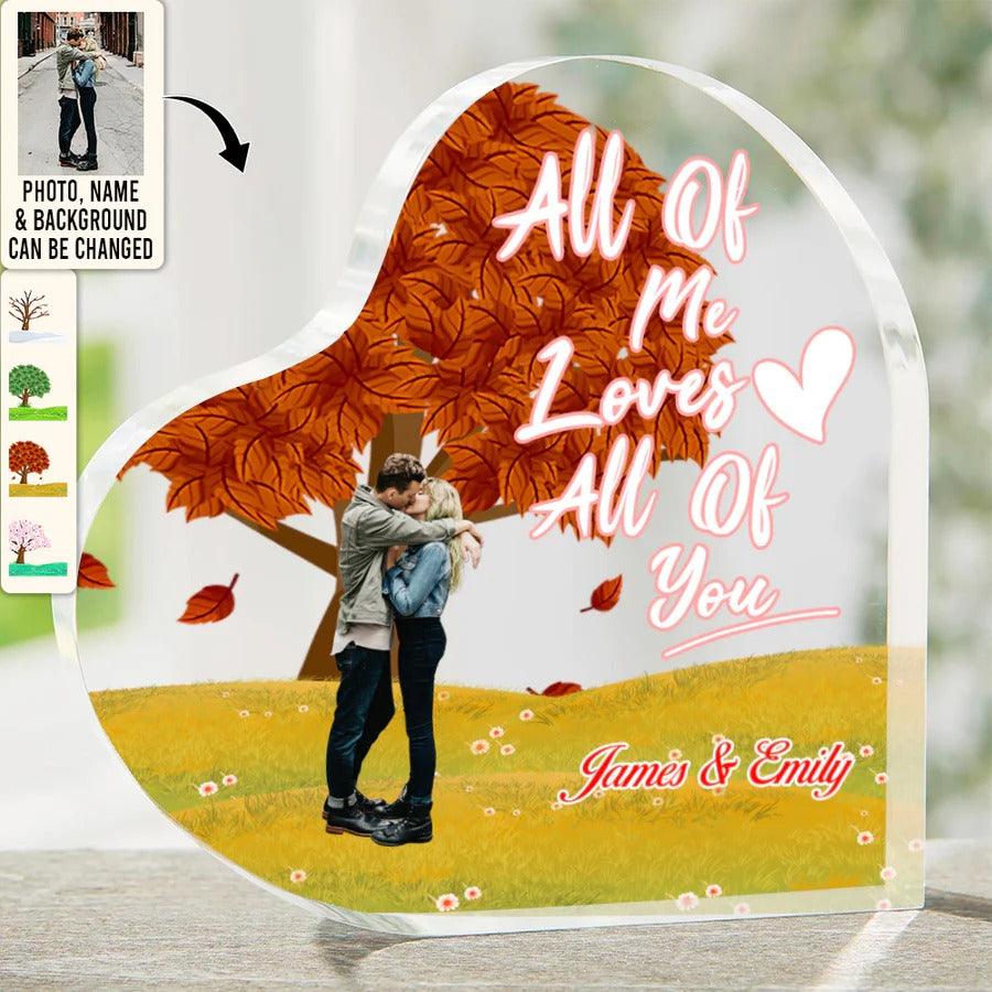 Heart Shaped Acrylic Plaque For Couple - All Of Me Loves All Of You Custom Photo Personalized Heart Shaped Acrylic Plaque - Perfect Gift For Couple, Valentine - Amzanimalsgift