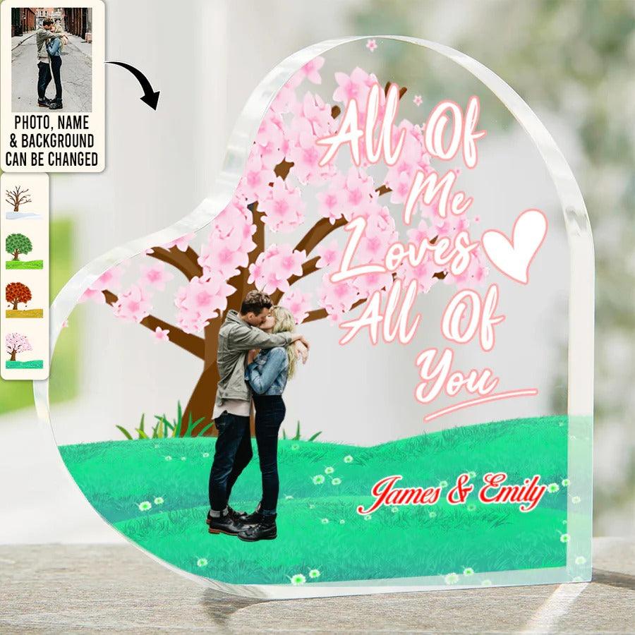 Heart Shaped Acrylic Plaque For Couple - All Of Me Loves All Of You Custom Photo Personalized Heart Shaped Acrylic Plaque - Perfect Gift For Couple, Valentine - Amzanimalsgift