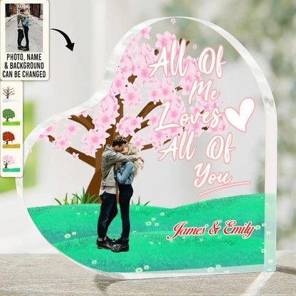 Heart Shaped Acrylic Plaque For Couple - All Of Me Loves All Of You Custom Photo Personalized Heart Shaped Acrylic Plaque - Perfect Gift For Couple, Valentine - Amzanimalsgift