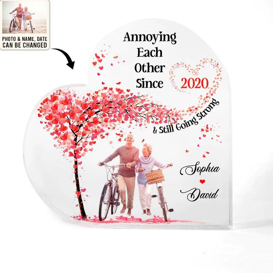 Heart Shaped Acrylic Plaque For Couple - Annoying Each Other And Still Going Strong Custom Photo Personalized - Perfect Gift For Couple, Valentine - Amzanimalsgift